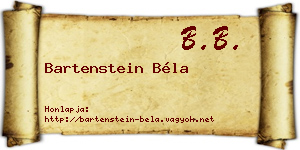 Bartenstein Béla névjegykártya